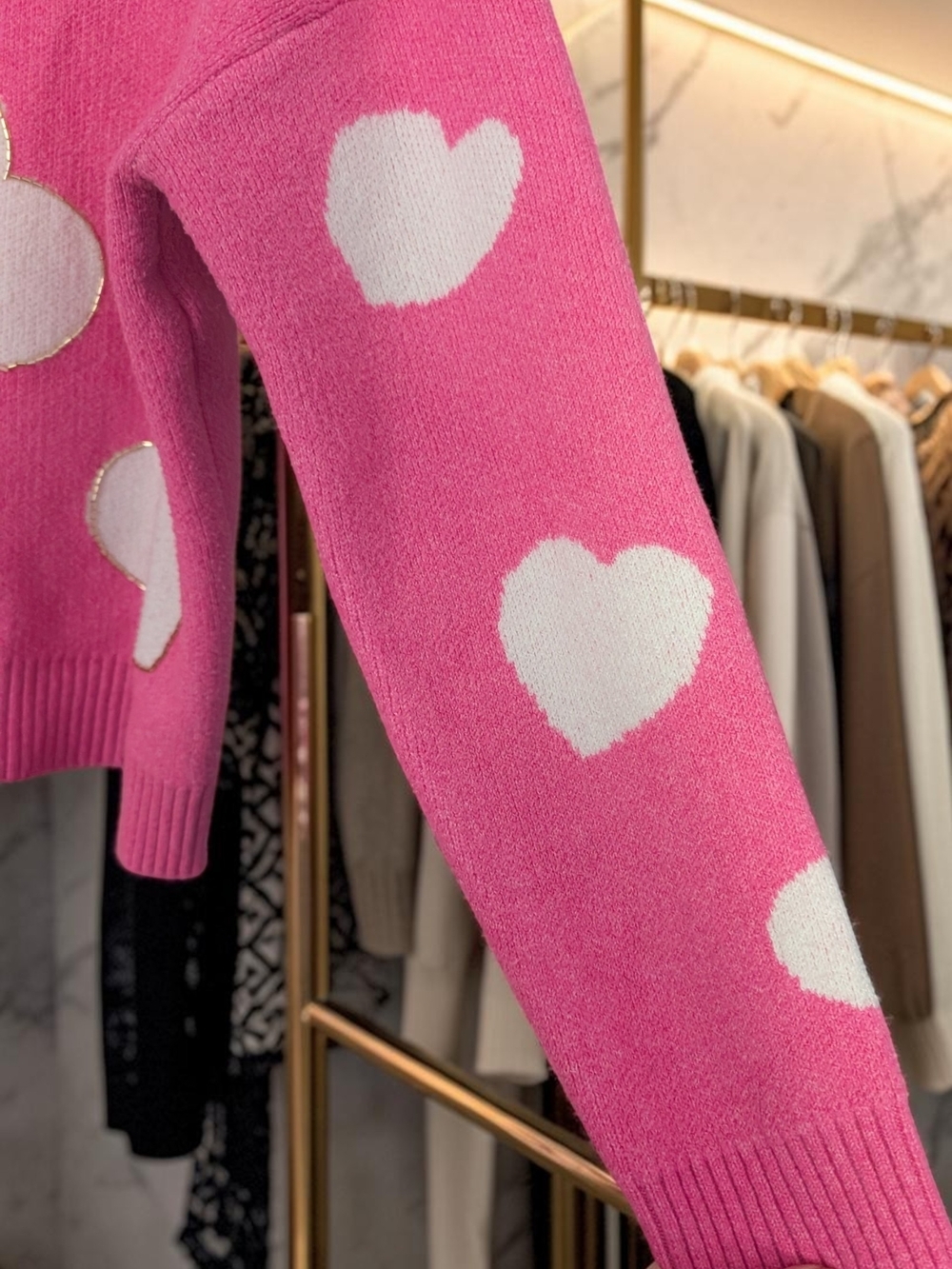 Forever & Ever Pink Heart Knit Oversized Sweater Size L (EUC) - Picture 4 of 7